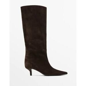 MASSIMO DUTTI Brown Suede Knee ￼High Boots BRAND NEW with tags 37